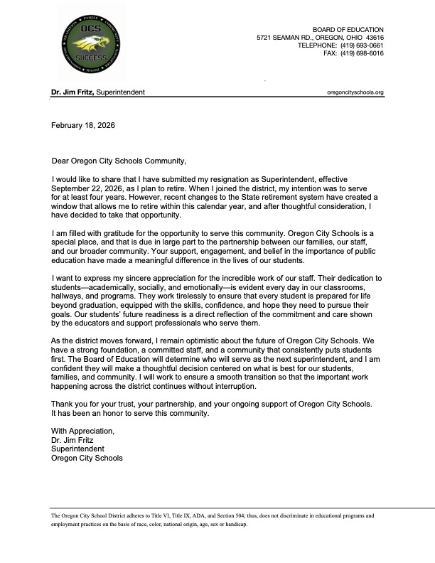 Picture Superintendent Retirement Letter Feb. 18, 2026 - full text in body and in attachement.